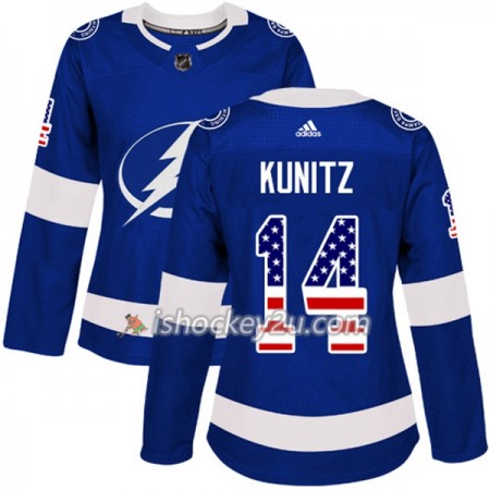 Dame NHL Tampa Bay Lightning Trøje Chris Kunitz 14 Adidas 2017-2018 Blå USA Flag Fashion Authentic